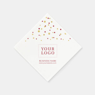 Serviette En Papier Gold Red Confetti Custom Business Logo promotionne