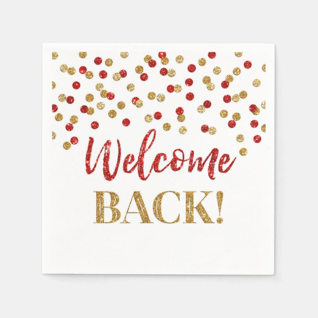 Serviette En Papier Gold Red Confetti Welcome Back Naples (Devant)