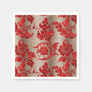 Serviette En Papier Gold Red Damask