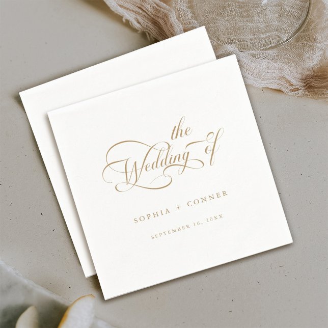 Serviette En Papier Gold Romantic Classy Mariage de calligraphie (Créateur téléchargé)