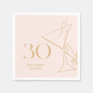 Serviette En Papier Gold rose moderne 30e Adulte Anniversaire Napkin
