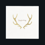 Serviette En Papier Gold Rustic Antlers Woodsy Glam Party<br><div class="desc">Serviettes de mariée en glam Woodsy Rustic Antlers. Customisez avec tout texte. Éléments correspondants disponibles.</div>