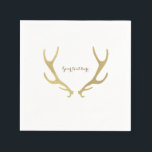 Serviette En Papier Gold Rustic Antlers Woodsy Glam Party<br><div class="desc">Serviettes de mariée en glam Woodsy Rustic Antlers. Customisez avec tout texte. Éléments correspondants disponibles.</div>