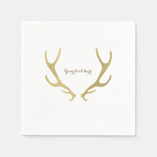 Serviette En Papier Gold Rustic Antlers Woodsy Glam Party