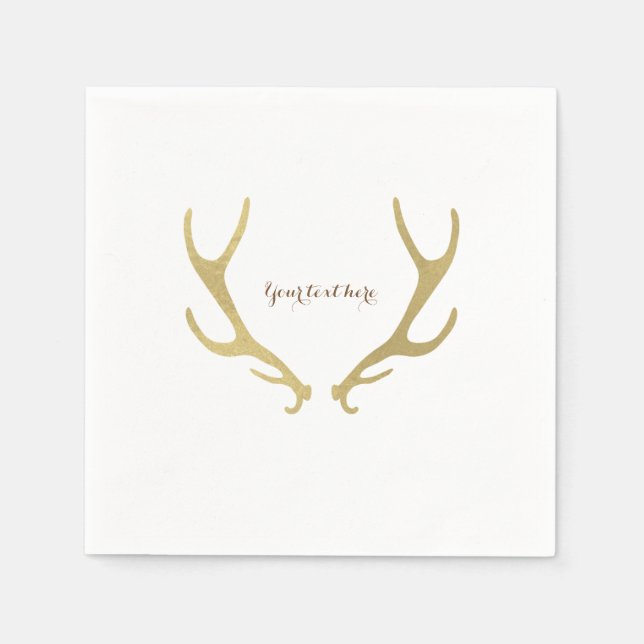 Serviette En Papier Gold Rustic Antlers Woodsy Glam Party (Devant)