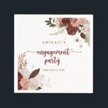 Serviette En Papier Gold Rustic Colorée Fête d'engagement Floral<br><div class="desc">Ces serviettes de fête à fiançailles fleuries et rustiques dorées sont parfaites pour une fête fiançailles moderne. Le design est composé de marsala peinte à la main,  de rose,  de rougeur,  de bordeaux et de fleurs dorées avec des feuilles verts disposés en de belles couronnes.</div>