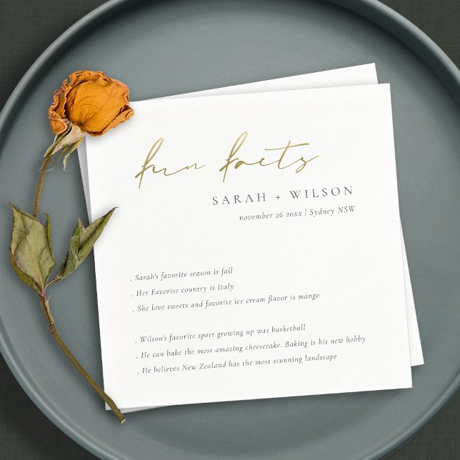 Serviette En Papier Gold Script Black White Mariage Fun Fun Fun Fun (Créateur téléchargé)