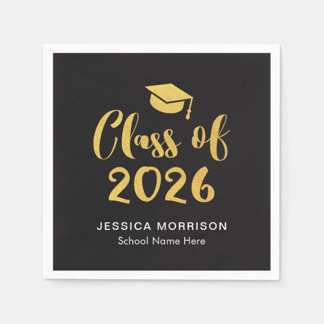 Serviette En Papier Gold Script Class of 2025 Graduation Party (Devant)