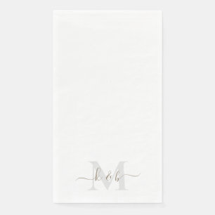 Serviette En Papier Gold Script Monogramme Mariage élégant