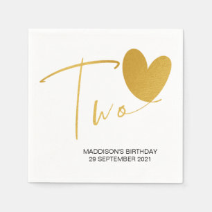 Serviette En Papier Gold Second Anniversaire Deux Jours De Fête Pour 