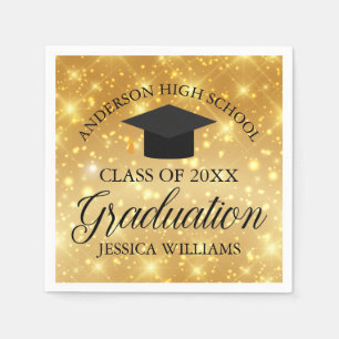 Serviette En Papier Gold Sparkle Custom Graduation Party Monogramme Gl