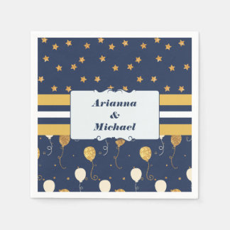 Serviette En Papier Gold Star Balloons Marine Personnalisé