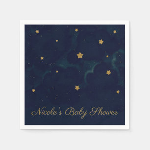 Serviette En Papier Gold Stars Dark Blue Night Sky Baby shower Party