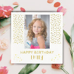 Serviette En Papier Gold Stars Faux Parties scintillant Birthday Kids<br><div class="desc">Gold Stars Faux Parties scintillant Enfants Anniversaire Girl Photo Napkins. Les serviettes ont des étoiles dorées et des points de parties scintillant faux. Serviettes de fête d'anniversaire mignonnes pour vos amis et votre famille. Téléchargez votre photo et personnalisez les serviettes avec votre nom et votre texte.</div>