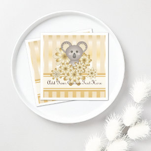Serviette En Papier Gold Stripe Cute Koala Baby shower / Anniversaire