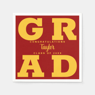 Serviette En Papier Gold sur Cardinal Red Bold Graduation Party