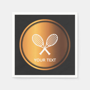 Serviette En Papier Gold Tennis Rackets Sport Thème Lecteur Texte Pers