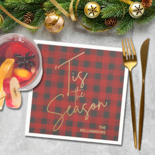 Serviette En Papier Gold Tis the Season Red Buffalo Christmas Plaid