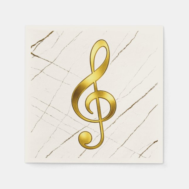 Serviette En Papier Gold Treble Clef Marble Home Decor (Devant)
