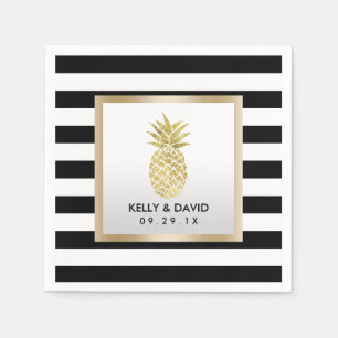 Serviette En Papier Gold Tropical Ananas Moderne Mariage