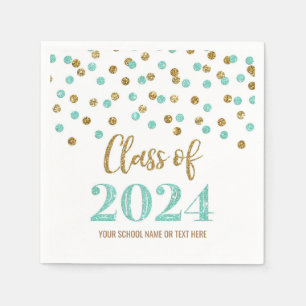 Serviette En Papier Gold Turquoise Confetti Classe de serviettes 2024