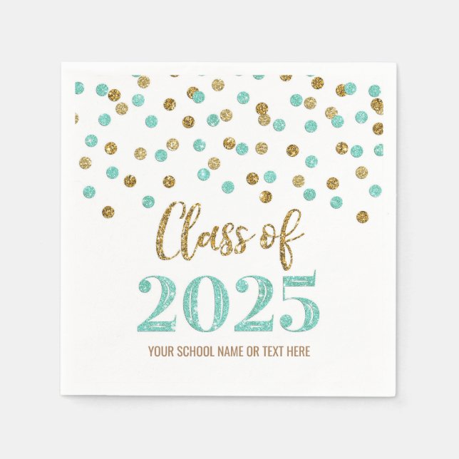 Serviette En Papier Gold Turquoise Confetti Classe de serviettes 2025 (Devant)
