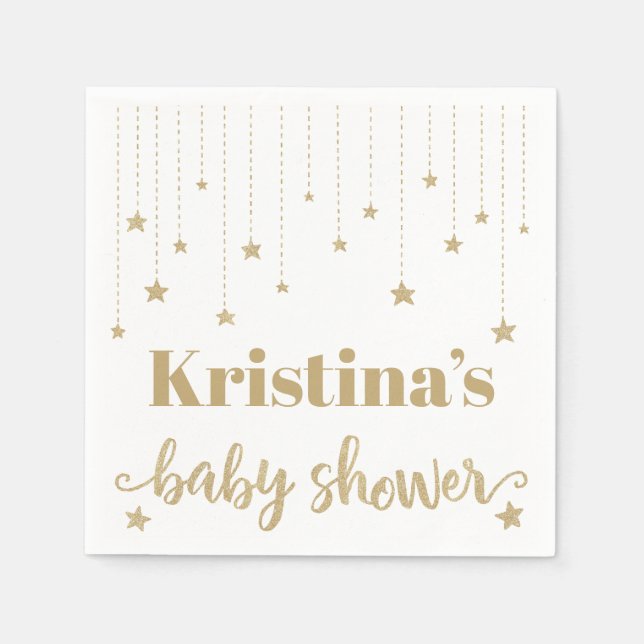Serviette En Papier Gold Twinkle Twinkle Little Star Baby shower (Devant)