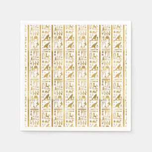 Serviette En Papier Gold & White Egypt Glam Modern Chic Party