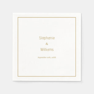 Serviette En Papier Gold White Simple Mariage Élégant minimal