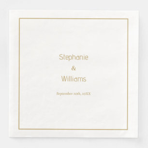 Serviette En Papier Gold White Simple Mariage Élégant minimal