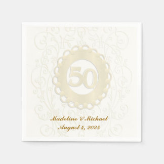 Serviette En Papier Golden, 50e anniversaire