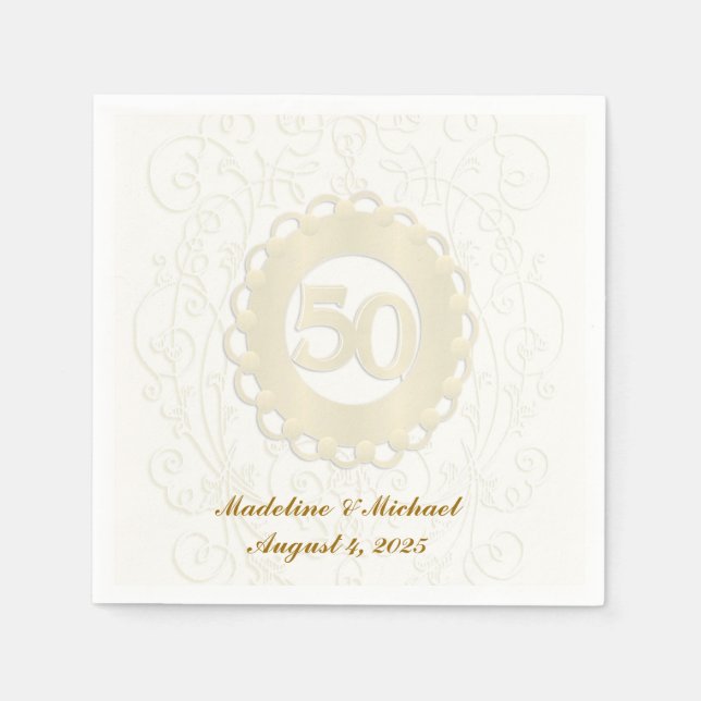 Serviette En Papier Golden, 50e anniversaire (Devant)