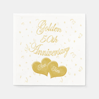 Serviette En Papier Golden 50th Anniversary Customisé