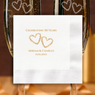 Serviette En Papier Golden 50th Mariage Anniversaire Coeur personnalis