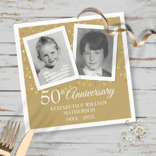 Serviette En Papier Golden 50th Mariage Anniversary Fun Child Photos