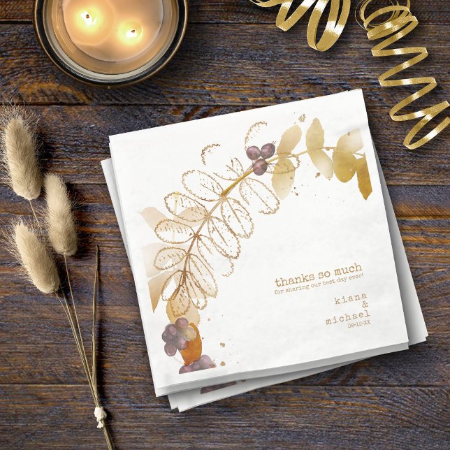 Serviette En Papier Golden Automne Mariage Berries ID655 (Créateur téléchargé)
