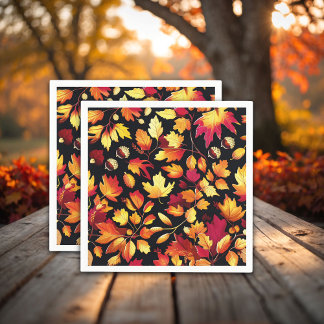Serviette En Papier Golden Autumn Leaves | Fall Party Napkin