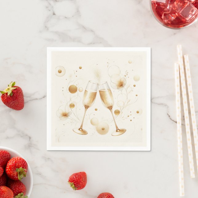 Serviette En Papier Golden Bubbles Paper Napkins (En situation)
