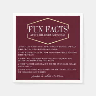 Serviette En Papier Golden Burgundy Fun Facts Personnalisé