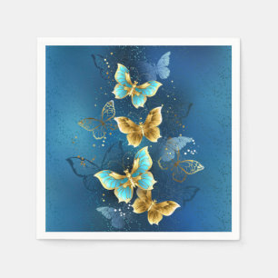 Serviette En Papier Golden butterflies