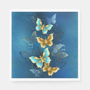 Serviette En Papier Golden butterflies