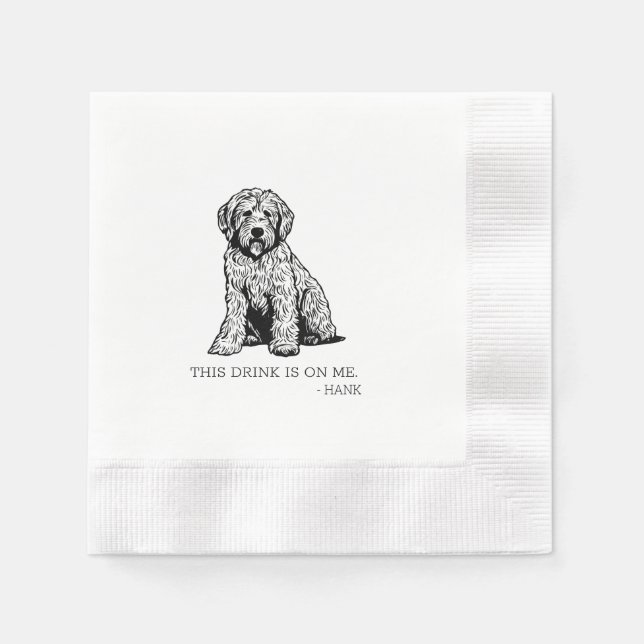 Serviette En Papier Golden Doodle Cocktail Napkin (Devant)