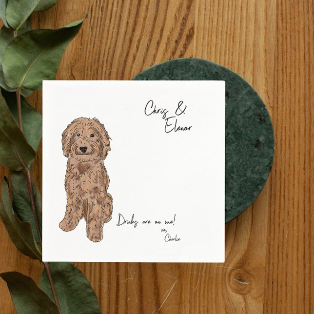 Serviette En Papier Golden Doodle Dog Cocktail Napkin pour mariage (Créateur téléchargé)