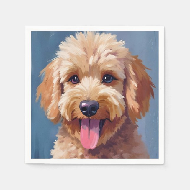 Serviette En Papier Golden Doodle | Dog Watercolor Painting Pet (Devant)