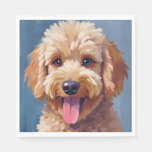 Serviette En Papier Golden Doodle   Peinture aquarelle de chien animal