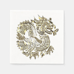 Serviette En Papier Golden Dragon Elegant Faux Gold Foil Logo