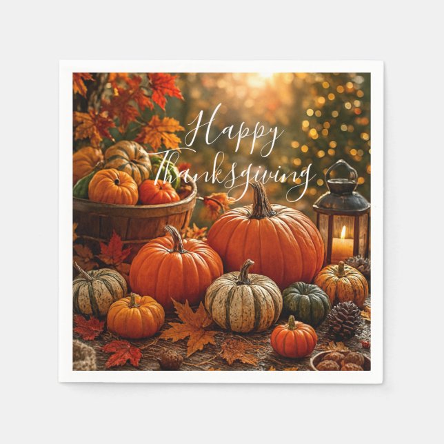 Serviette En Papier Golden Harvest Thanksgiving  (Devant)