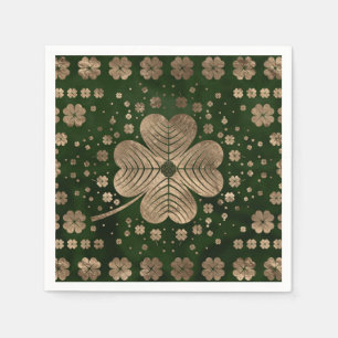 Serviette En Papier Golden Irish Shamrock four-leaf clover
