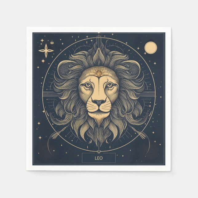 Serviette En Papier Golden Leo Zodiac (Devant)