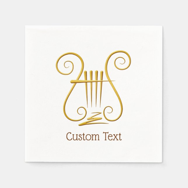 Serviette En Papier Golden lyre (Devant)